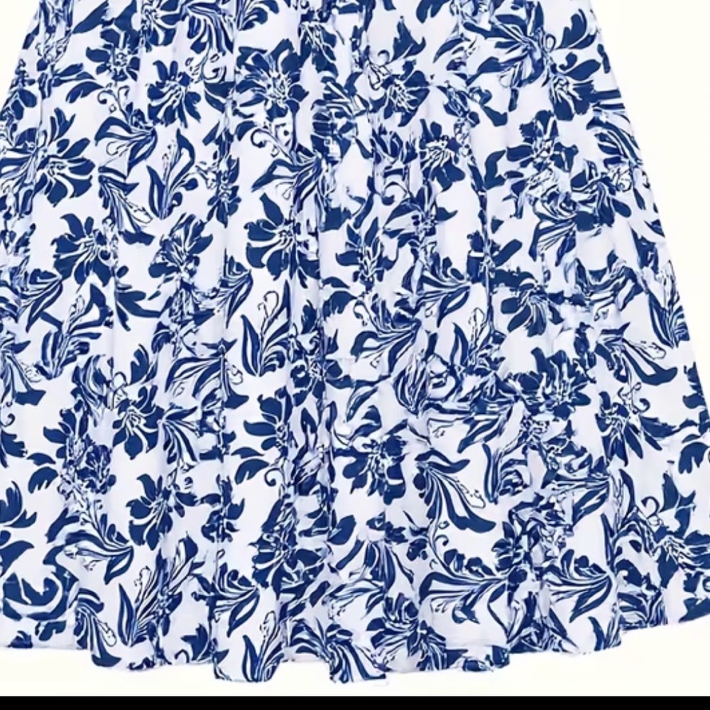 🐣2X HOST PICK!!🐣 Vintage 50’s Vibe Blue Floral Dress LAST ONE - Picture 6 of 8